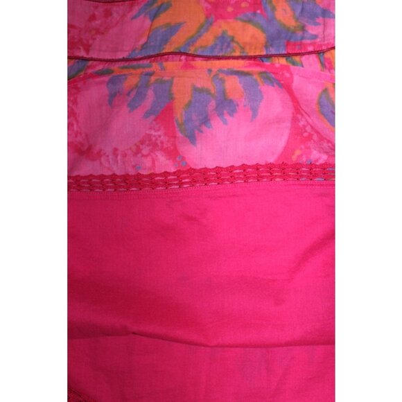 FREE PEOPLE Bohemian Floral 100% Cotton Summer Dress in Fuchsia - Size 4 - Picture 11 of 11